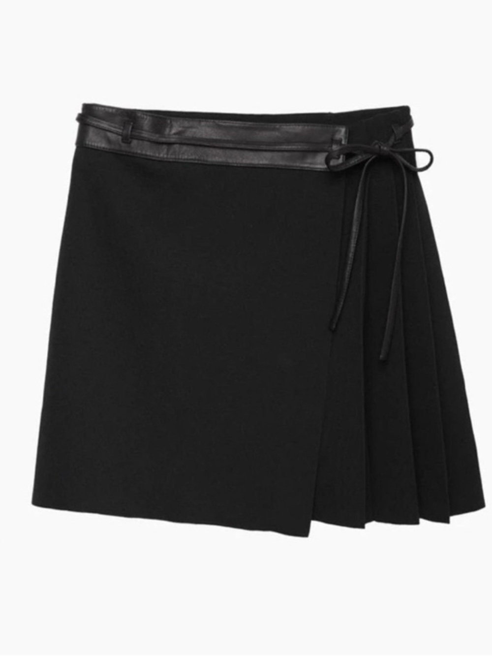 RAG & BONE Paige Knit Wrap Pleated Mini Skirt Leather Trim \\ M